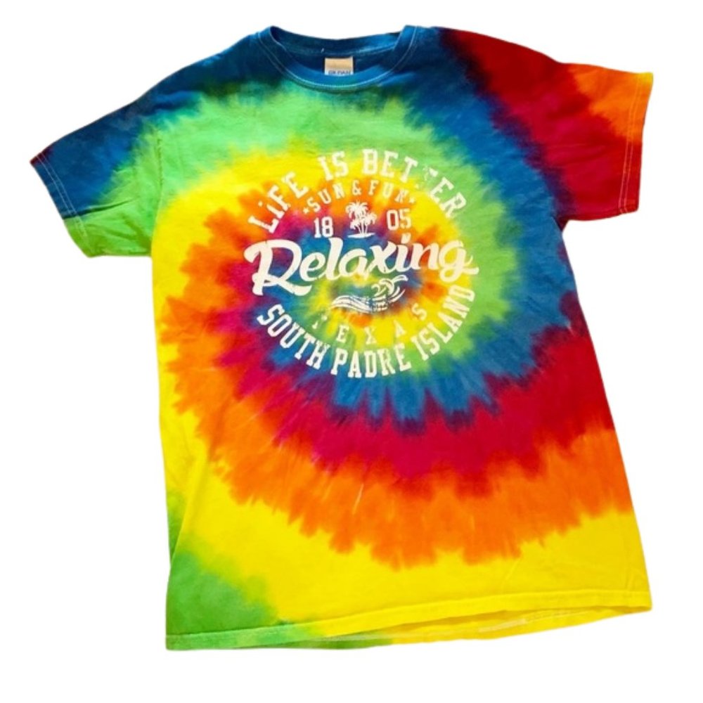 EUC South Padre Island tie dye tee